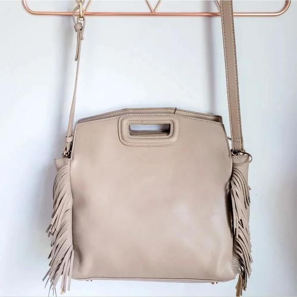 AHDORNED, New, Dakota Taupe Vegan Leather Fringe Crossbody Purse Tote Bag - Picture 1 of 15
